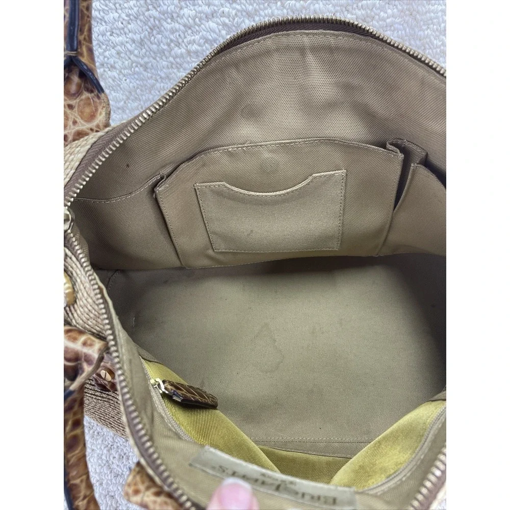 Eric Javits New York Handbag Squishee‎ Woven Straw Croc Embossed Satchel Purse